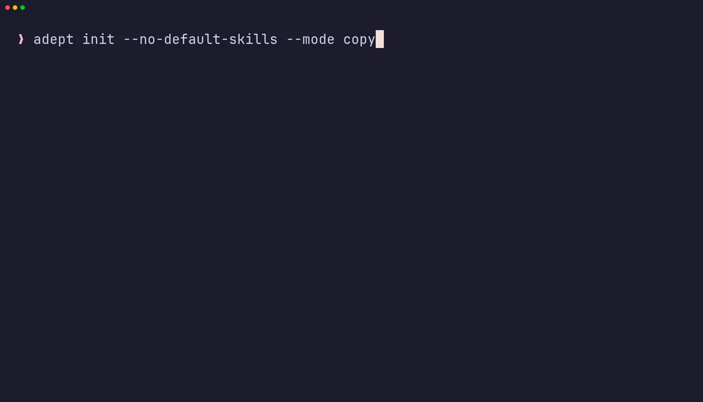 adept sync rendering a skill into four harnesses